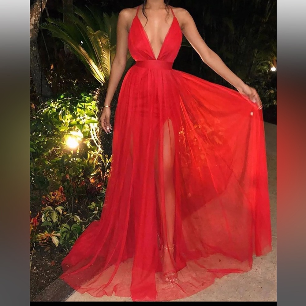 Red maxi dress